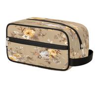 VQUVQV Beauty case da viaggio per doccia, bagno, trousse per cosmetici, organizer con manico, per donne e uomini, Piccoli fiori d'oro