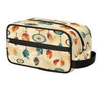 VQUVQV Beauty case da viaggio per doccia, bagno, trousse per cosmetici, organizer con manico, per donne e uomini, Acchiappasogni artistici e piume