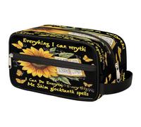 VQUVQV Beauty case per cosmetici, borsa da toilette da viaggio di grande capacità, Arte della farfalla della Bibbia del girasole, Beauty case