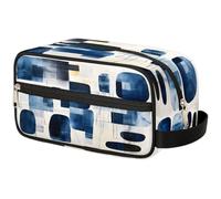 VQUVQV Beauty case per cosmetici, borsa da toilette da viaggio di grande capacità, Astratto Blue Square Art, Beauty case