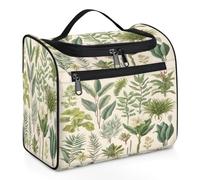 VQUVQV Borsa da toilette da appendere, grande borsa da viaggio per cosmetici, organizer per trucchi per donne e uomini, Pianta tropicale foglia
