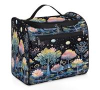 VQUVQV Borsa da toilette da appendere, grande borsa da viaggio per cosmetici, organizer per trucchi per donne e uomini, Albero colorato al chiaro di luna