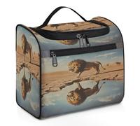 VQUVQV Borsa da toilette da appendere, grande borsa da viaggio per cosmetici, organizer per trucchi per donne e uomini, Lion Walking