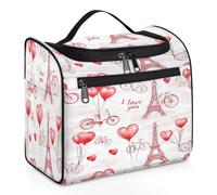 VQUVQV Borsa da toilette da appendere, grande borsa da viaggio per cosmetici, organizer per trucchi per donne e uomini, Torre Eiffel dell'amore