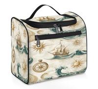 VQUVQV Borsa da toilette da appendere, grande borsa da viaggio per cosmetici, organizer per trucchi per donne e uomini, Bussole Nautiche Navi