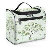 VQUVQV Borsa da toilette da appendere, grande borsa da viaggio per cosmetici, organizer per trucchi per donne e uomini, Albero Fiorito Verde