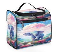 VQUVQV Borsa da toilette da appendere, grande borsa da viaggio per cosmetici, organizer per trucchi per donne e uomini, Elefante carino farfalla fiore primavera