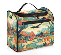 VQUVQV Borsa da toilette da appendere, grande borsa da viaggio per cosmetici, organizer per trucchi per donne e uomini, Dinosauri nella foresta