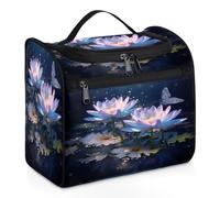VQUVQV Borsa da toilette da appendere, grande borsa da viaggio per cosmetici, organizer per trucchi per donne e uomini, Bellissimo fiore di loto a forma di ninfe