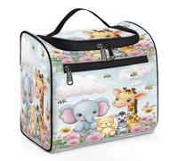 VQUVQV Borsa da toilette da appendere, grande borsa da viaggio per cosmetici, organizer per trucchi per donne e uomini, Cute Animal Elephant Giraffe Zebra