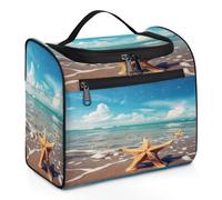 VQUVQV Borsa da toilette da appendere, grande borsa da viaggio per cosmetici, organizer per trucchi per donne e uomini, Spiaggia degli animali delle stelle marine del mare