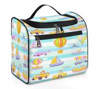 VQUVQV Borsa da toilette da appendere, grande borsa da viaggio per cosmetici, organizer per trucchi per donne e uomini, Colorful Cute Cartoon Car Boat