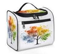 VQUVQV Borsa da toilette da appendere, grande borsa da viaggio per cosmetici, organizer per trucchi per donne e uomini, Acquerello Quattro Stagioni Albero