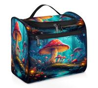 VQUVQV Borsa da toilette da appendere, grande borsa da viaggio per cosmetici, organizer per trucchi per donne e uomini, Fungo di racconto magico dei cartoni animati della