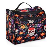 VQUVQV Borsa da toilette da appendere, grande borsa da viaggio per cosmetici, organizer per trucchi per donne e uomini, Teschio del giorno dei morti