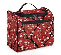 VQUVQV Borsa da toilette da appendere, grande borsa da viaggio per cosmetici, organizer per trucchi per donne e uomini, Fiore Di Prugno Bianco