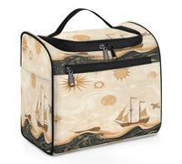 VQUVQV Borsa da toilette da appendere, grande borsa da viaggio per cosmetici, organizer per trucchi per donne e uomini, Bussole Nautiche Navi Mare