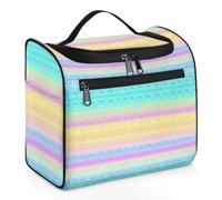 VQUVQV Borsa da toilette da appendere, grande borsa da viaggio per cosmetici, organizer per trucchi per donne e uomini, Cuori Linea Colorata