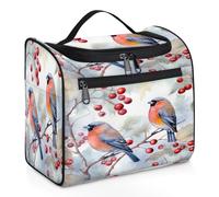 VQUVQV Borsa da toilette da appendere, grande borsa da viaggio per cosmetici, organizer per trucchi per donne e uomini, Ciuffolotto Uccello Rowan