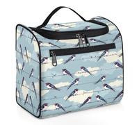 VQUVQV Borsa da toilette da appendere, grande borsa da viaggio per cosmetici, organizer per trucchi per donne e uomini, Rondini appollaiate sulla linea telefonica