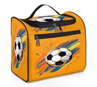 VQUVQV Borsa da toilette da appendere, grande borsa da viaggio per cosmetici, organizer per trucchi per donne e uomini, Pallone da calcio nella pittura a olio