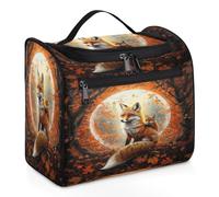 VQUVQV Borsa da toilette da appendere, grande borsa da viaggio per cosmetici, organizer per trucchi per donne e uomini, Volpe nella foresta d'autunno