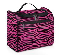 VQUVQV Borsa da toilette da appendere, grande borsa da viaggio per cosmetici, organizer per trucchi per donne e uomini, Rosa e Nero Zebra Stripes