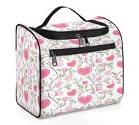 VQUVQV Borsa da toilette da appendere, grande borsa da viaggio per cosmetici, organizer per trucchi per donne e uomini, Rosa Cuore Fiore Vite