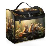 VQUVQV Borsa da toilette da appendere, grande borsa da viaggio per cosmetici, organizer per trucchi per donne e uomini, Tre scoiattoli nella foresta