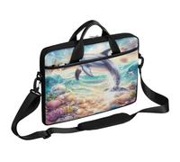 VQUVQV Borsa per computer portatile per uomo e donna, borsa a tracolla impermeabile, borsa messenger per lavoro, viaggi d'affari, Acquerello Delfino Stella Marina