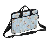 VQUVQV Borsa per computer portatile, unisex, impermeabile, borsa messenger con tracolla, Foglia d'autunno scozzese azzurro