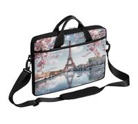 VQUVQV Borsa per computer portatile, unisex, impermeabile, borsa messenger con tracolla, Paris Eiffel Cherry Blossom