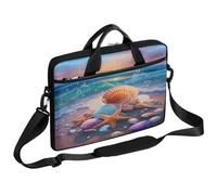 VQUVQV Borsa per computer portatile, unisex, impermeabile, borsa messenger con tracolla, Stella marina con conchiglie colorate al tramonto