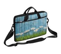 VQUVQV Borsa per computer portatile, unisex, impermeabile, borsa messenger con tracolla, Tavola Di Legno Blu Con Margherite