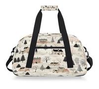 VQUVQV Borsa sportiva da palestra borsone impermeabile borse da viaggio per il fine settimana borse da notte per ragazzi ragazze, Inverno Villaggio Scena