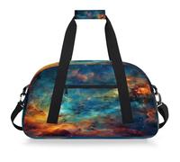 VQUVQV Borsa sportiva da palestra borsone impermeabile borse da viaggio per il fine settimana borse da notte per ragazzi ragazze, Stampa Nebulosa Blu Arancione