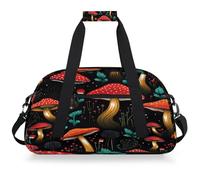 VQUVQV Borsa sportiva da palestra borsone impermeabile borse da viaggio per il fine settimana borse da notte per ragazzi ragazze, Erba dei funghi rossi