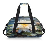 VQUVQV Borsa sportiva da palestra borsone impermeabile borse da viaggio per il fine settimana borse da notte per ragazzi ragazze, Loto bianco