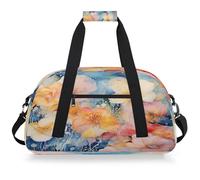 VQUVQV Borsa sportiva da palestra borsone impermeabile borse da viaggio per il fine settimana borse da notte per ragazzi ragazze, Acquerello Arancione Rosa Papavero Blu