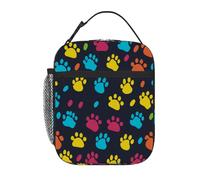 VQUVQV Borsa termica per il pranzo a forma di zampa di cane, retrò, colorata, per donne e uomini, riutilizzabile, isolata, a prova di perdite, per lavoro, scuola, picnic, viaggi