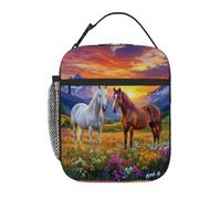 VQUVQV Borsa termica per il pranzo, motivo: cavallo al tramonto, per donne e uomini, riutilizzabile, isolata, a prova di perdite, per lavoro, scuola, picnic, viaggi