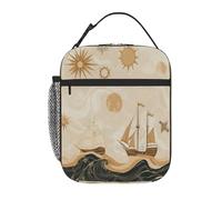 VQUVQV Borsa termica per il pranzo per donne e uomini, con bussole nautiche, navi, mare, riutilizzabile, isolata, a prova di perdite, borsa termica per lavoro, scuola, picnic, viaggi