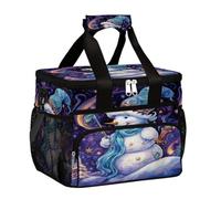 VQUVQV Borsa termica per il pranzo per donne e uomini, con pupazzo di neve magico viola, grande, riutilizzabile, a prova di perdite, con tracolla regolabile, per lavoro, picnic, spiaggia