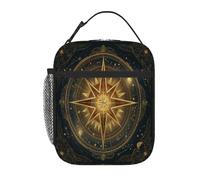 VQUVQV Borsa termica termica per il pranzo, per donne e uomini, con bussola di astrologia dorata, per adulti, con tasca laterale in rete, per lavoro, scuola, picnic