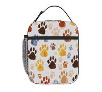 VQUVQV Borsa termica termica per il pranzo, per donne e uomini, con stampa di zampe di cane e gatto, contenitore per il pranzo con tasca laterale in rete per lavoro, scuola, picnic