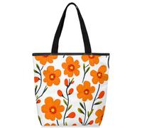 VQUVQV Borsa tote in tela per donne e ragazze, borsa tote riutilizzabile in tela con tasche con cerniera, Fiori di campo di fiori arancioni, Taglia unica