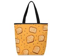 VQUVQV Borsa tote in tela per donne e ragazze, borsa tote riutilizzabile in tela con tasche con cerniera, Pane Alimentare, Taglia unica