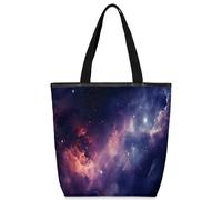 VQUVQV Borsa tote in tela per donne e ragazze, borsa tote riutilizzabile in tela con tasche con cerniera, Nebulosa Viola Rosa, Taglia unica