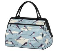 VQUVQV Borsone da viaggio, impermeabile, per sport, palestra, weekender, per la notte, per uomini e donne, Rondini appollaiate sulla linea telefonica