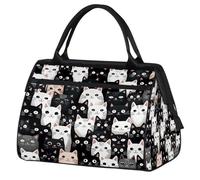 VQUVQV Borsone da viaggio, impermeabile, per sport, palestra, weekender, per la notte, per uomini e donne, Faccia di gatto carino